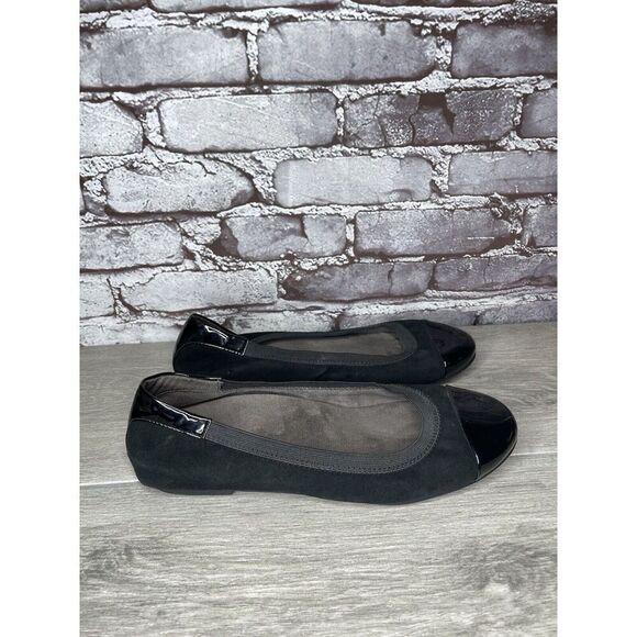 Vionic Spark Tiegan Black Suede Leather Patent Toe Ballet Flats Women Sz 9.5M US - Picture 3 of 16